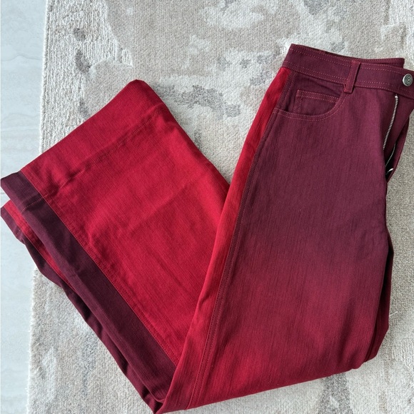 NEW SET NEW Cinq a Sept Red Ombre Wide Leg Pants & Jacket Set - Picture 3 of 8